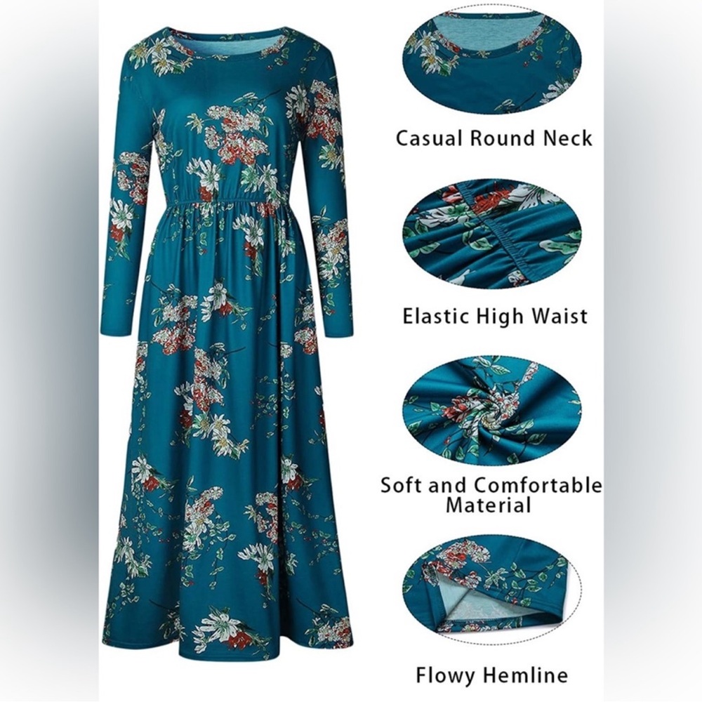 Floral Teal Maxi Dress